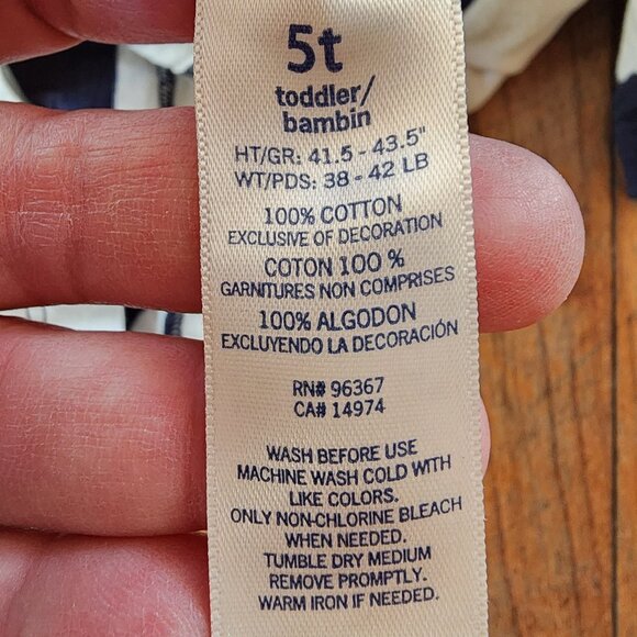 OshKosh B'gosh Toddler Cream/Navy Striped Henley Size 5T - Picture 6 of 9